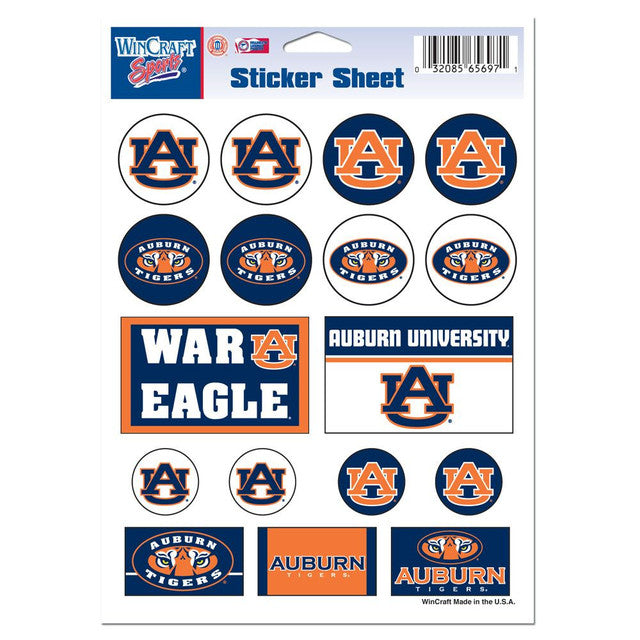 Auburn Tigers Decal Sheet 5x7 Vinyl