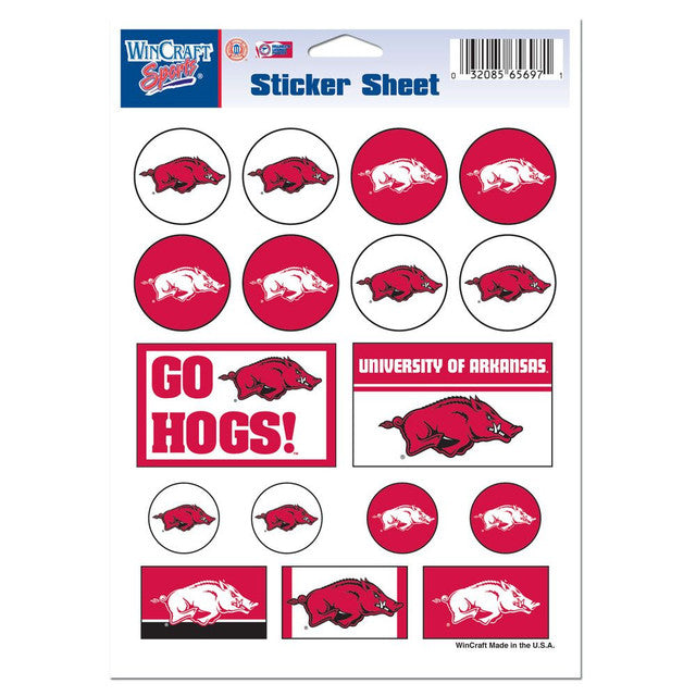 Arkansas Razorbacks Decal Sheet 5x7 Vinyl