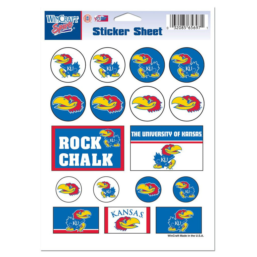 Kansas Jayhawks Decal Sheet 5x7 Vinyl