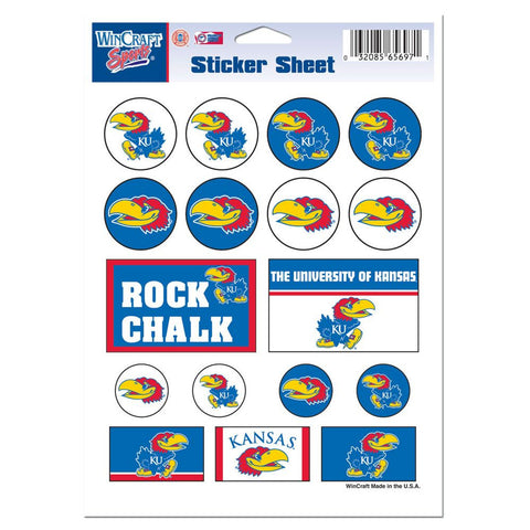 Kansas Jayhawks Decal Sheet 5x7 Vinyl