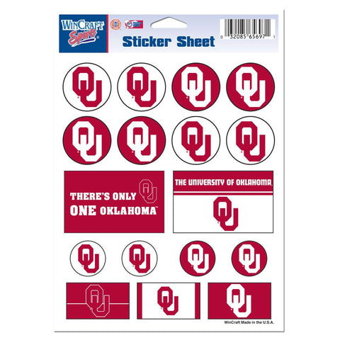 Oklahoma Sooners Decal Sheet 5x7 Vinyl