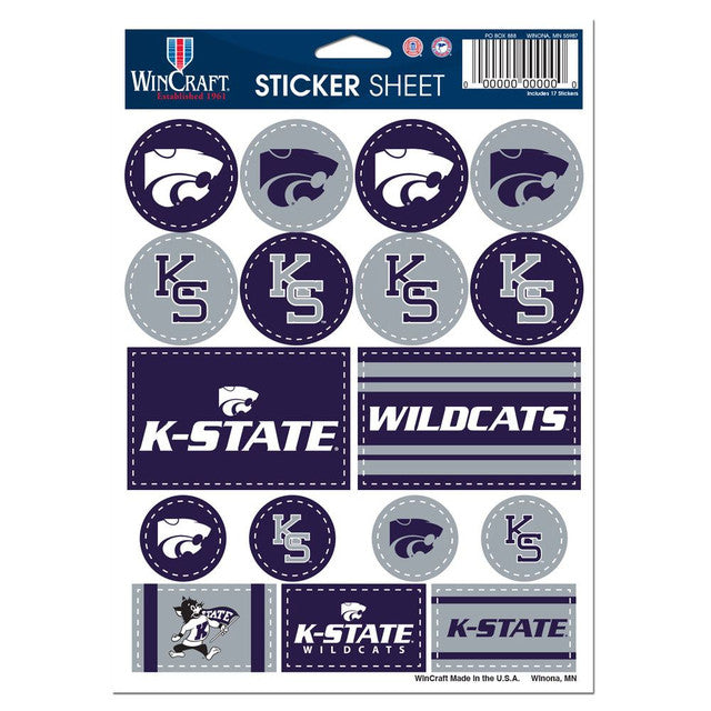 Kansas State Wildcats Decal Sheet 5x7 Vinyl