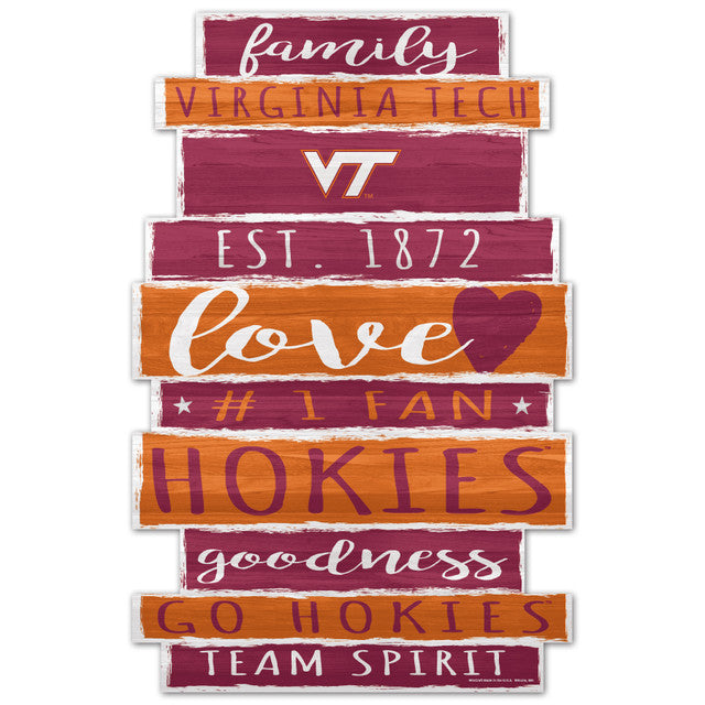 Virginia Tech Hokies Sign 11x17 Wood Family Word