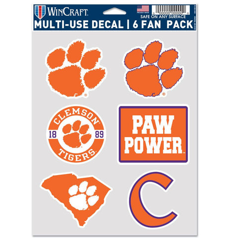 Clemson Tigers Decal Multi Use Fan 6 Pack