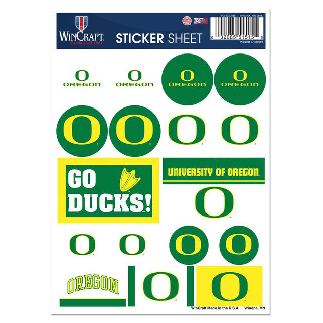 Oregon Ducks Decal Sheet 5x7 Vinyl