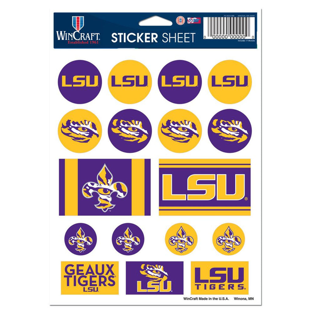 LSU Tigers Decal Sheet 5x7 Vinyl