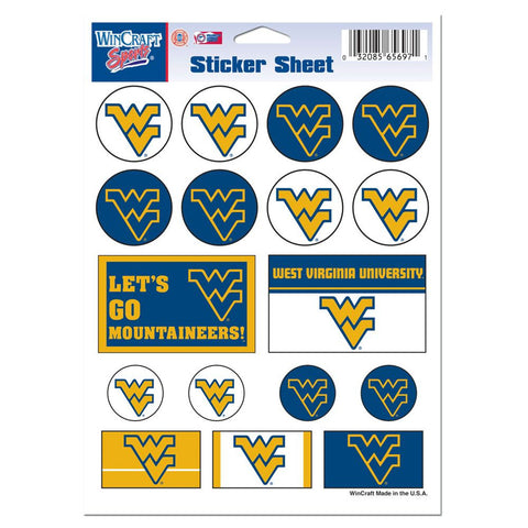 West Virginia Mountaineers Decal Sheet 5x7 Vinyl