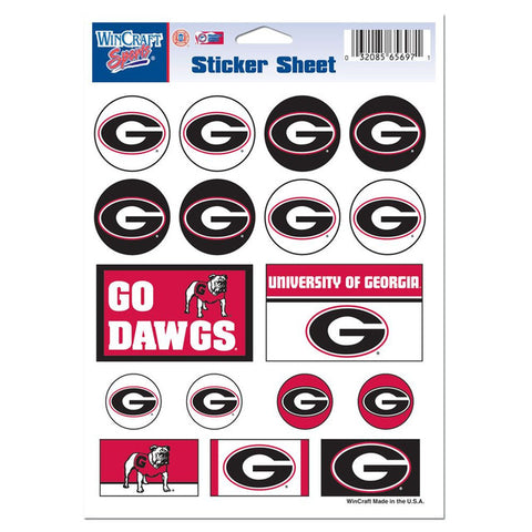 Georgia Bulldogs Decal Sheet 5x7 Vinyl