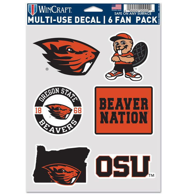 Oregon State Beavers Decal Multi Use Fan 6 Pack