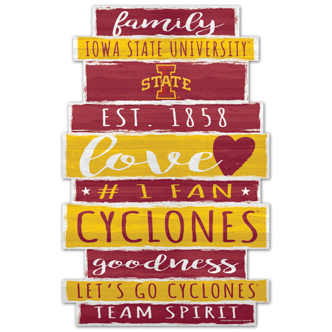 Iowa State Cyclones Sign 11x17 Wood Family Word