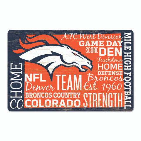 Denver Broncos Sign 11x17 Wood Wordage