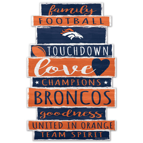 Denver Broncos Sign 11x17 Wood Family Word