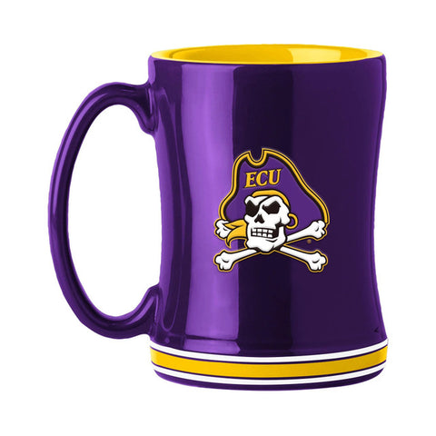 East Carolina Pirates Coffee Mug 14oz Sculpted Relief Team Color