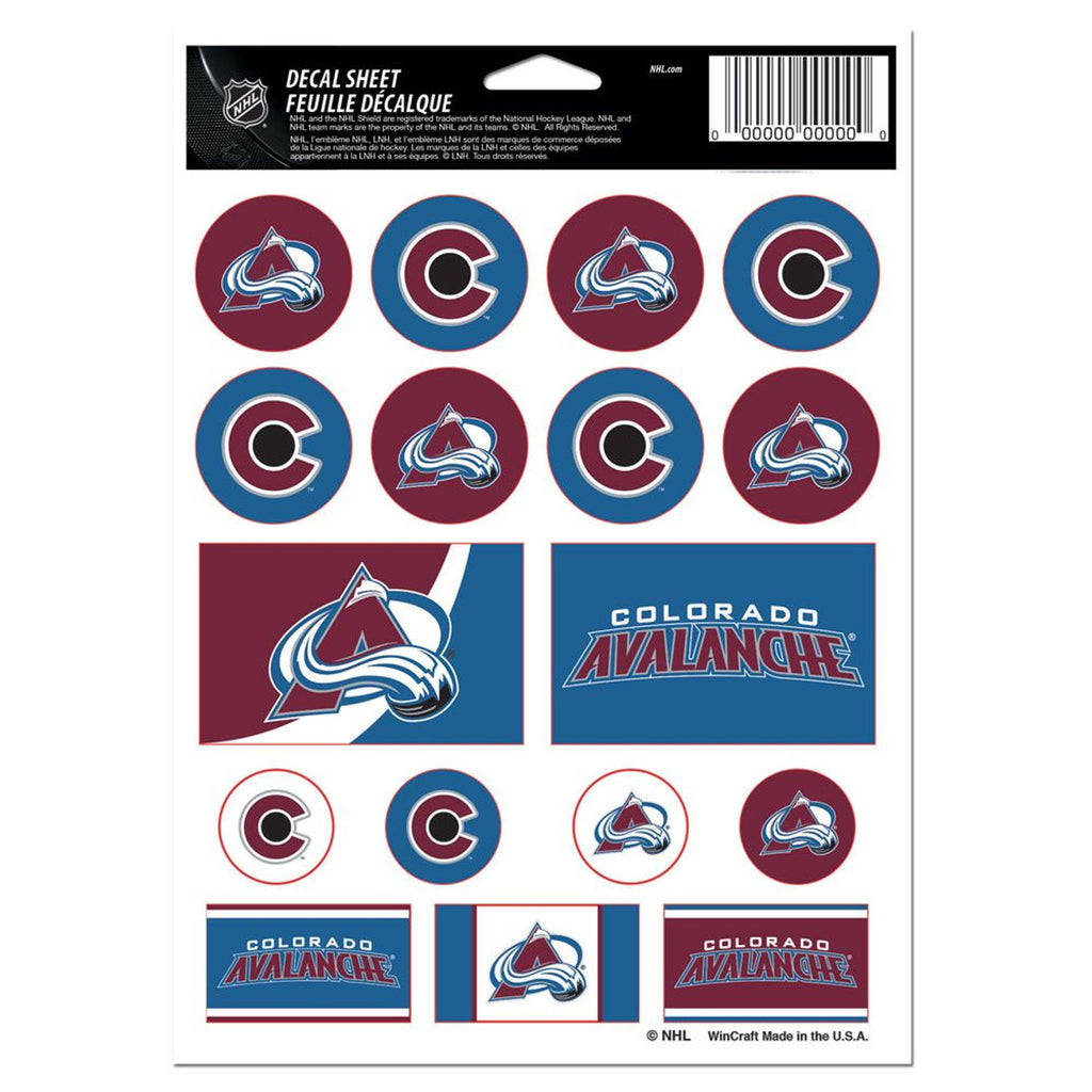 Colorado Avalanche Decal Sheet 5x7 Vinyl