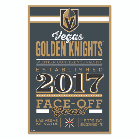 Vegas Golden Knights Sign 11x17 Wood Established