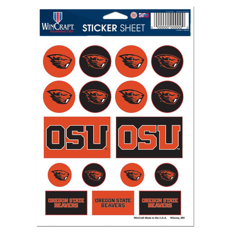 Oregon State Beavers Decal Sheet 5x7 Vinyl