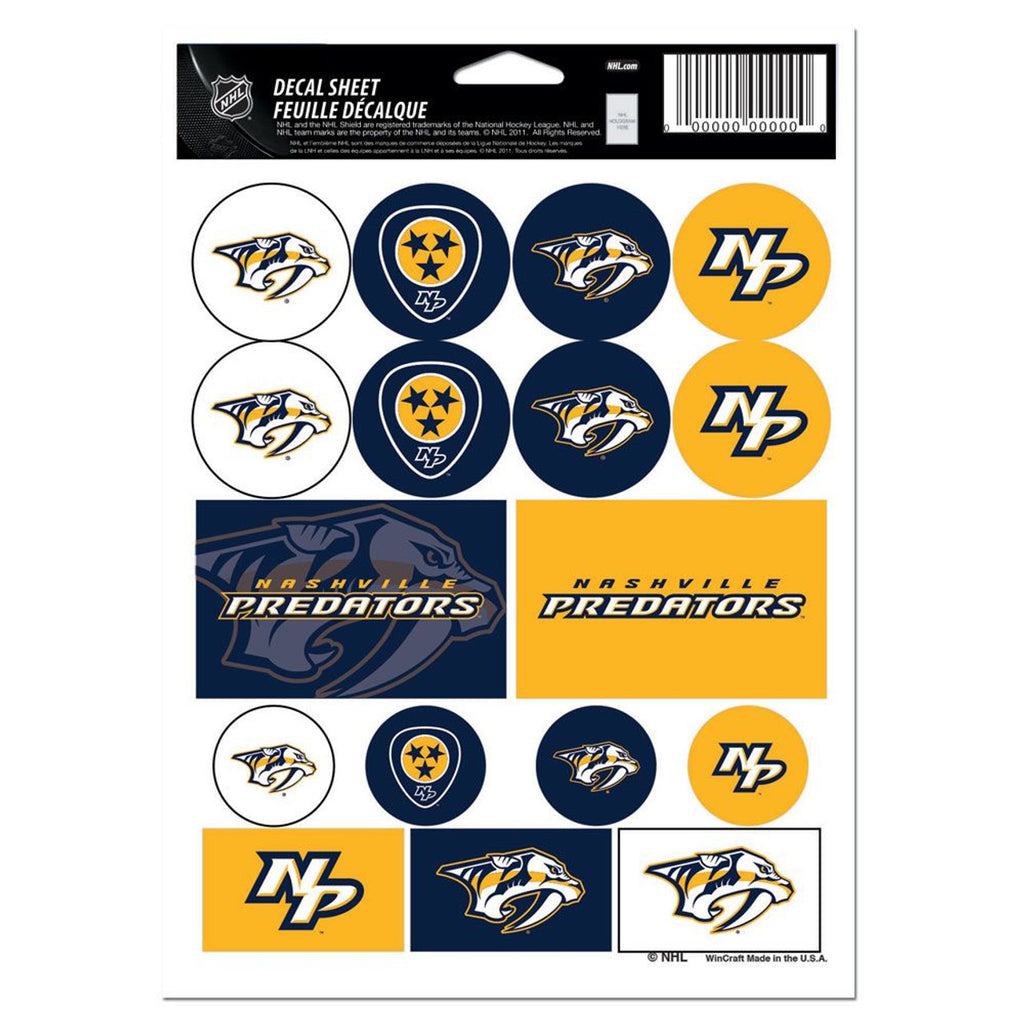 Nashville Predators Decal Sheet 5x7 Vinyl