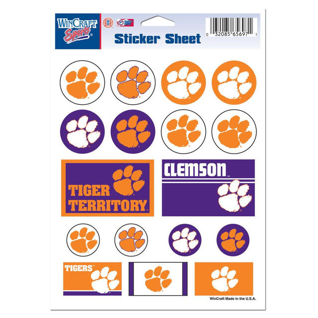 Clemson Tigers Decal Sheet 5x7 Vinyl