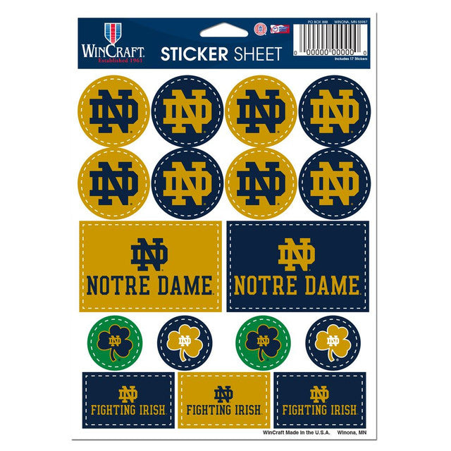 Notre Dame Fighting Irish Decal Sheet 5x7 Vinyl