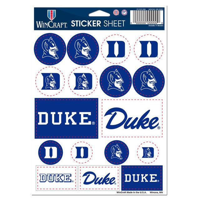 Duke Blue Devils Decal Sheet 5x7 Vinyl