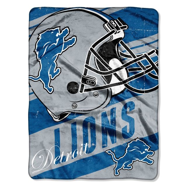 Detroit Lions Blanket 46x60 Micro Raschel Deep Slant Design Rolled