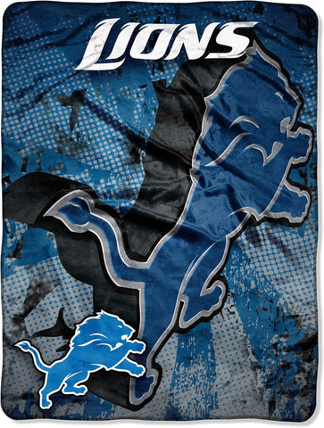 Detroit Lions Blanket 46x60 Micro Raschel Grunge Design