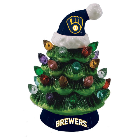 Milwaukee Brewers Christmas Tree 4 Inch LED Tabletop