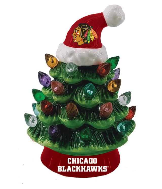 Chicago Blackhawks Christmas Tree 4 Inch LED Tabletop