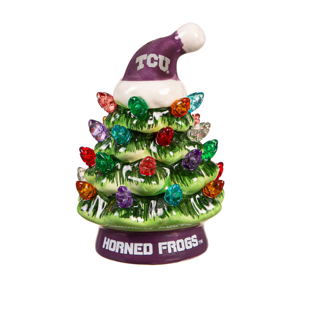 TCU Horned Frogs Christmas Tree 4 Inch LED Tabletop