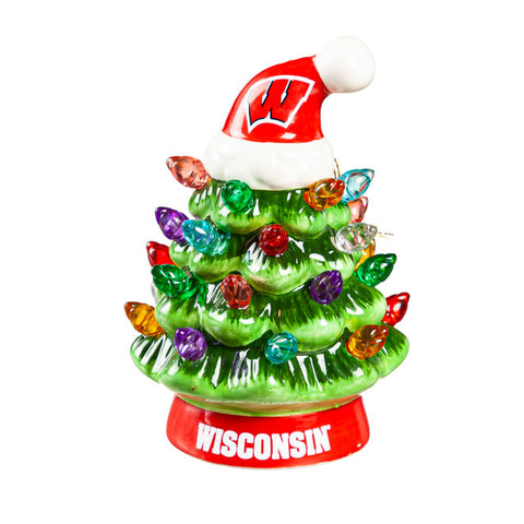 Wisconsin Badgers Christmas Tree 4 Inch LED Tabletop