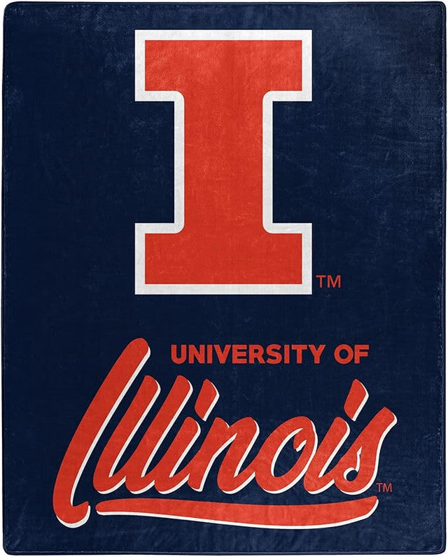 Illinois Fighting Illini Blanket 50x60 Raschel Signature Design