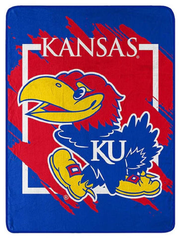 Kansas Jayhawks Blanket 46x60 Micro Raschel Dimensional Design Rolled