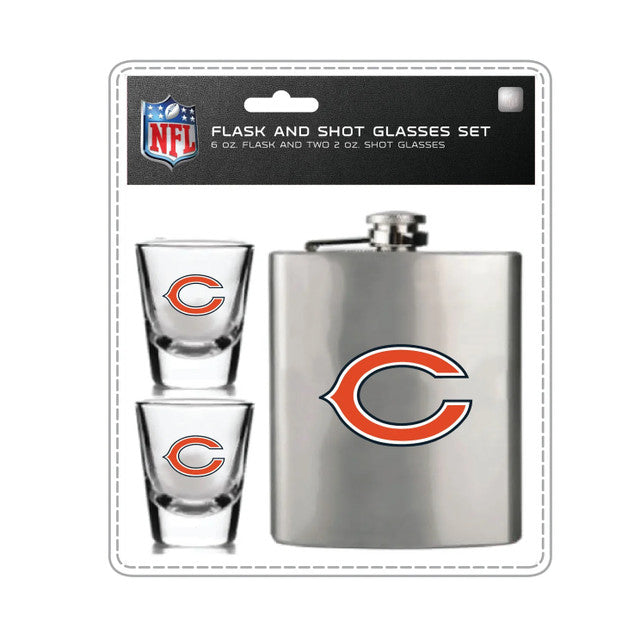 Chicago Bears Flask and Shot Glass Set