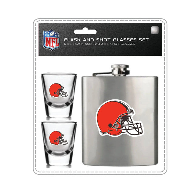 Cleveland Browns Flask and Shot Glass Set