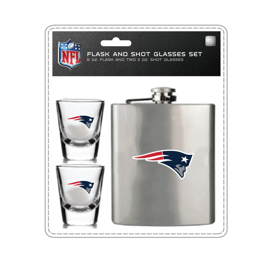 New England Patriots Flask and Shot Glass Set