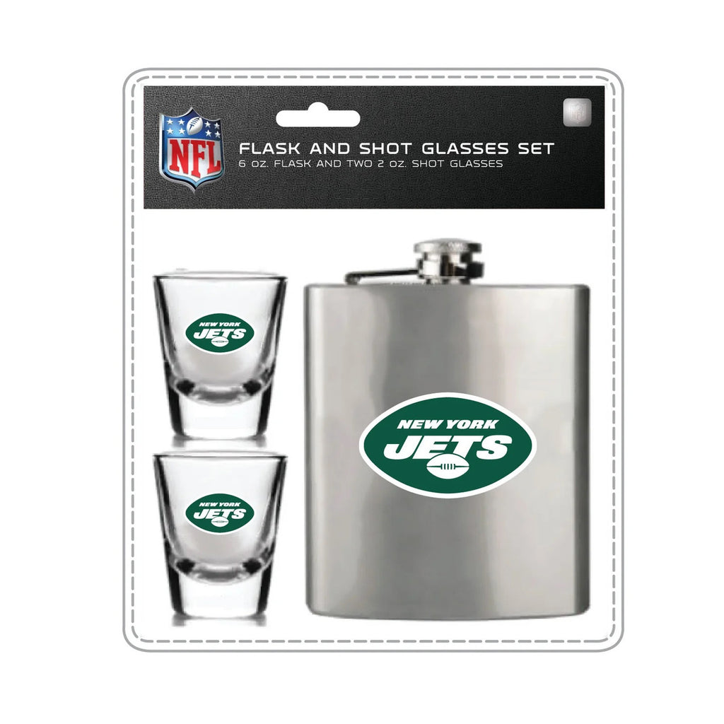 New York Jets Flask and Shot Glass Set