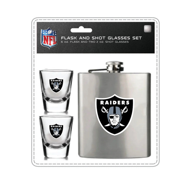 Las Vegas Raiders Flask and Shot Glass Set