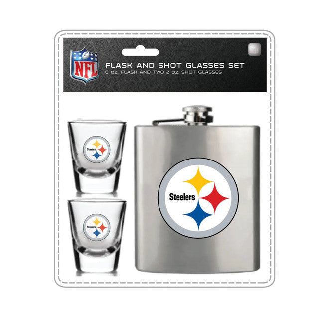 Pittsburgh Steelers Flask and Shot Glass Set