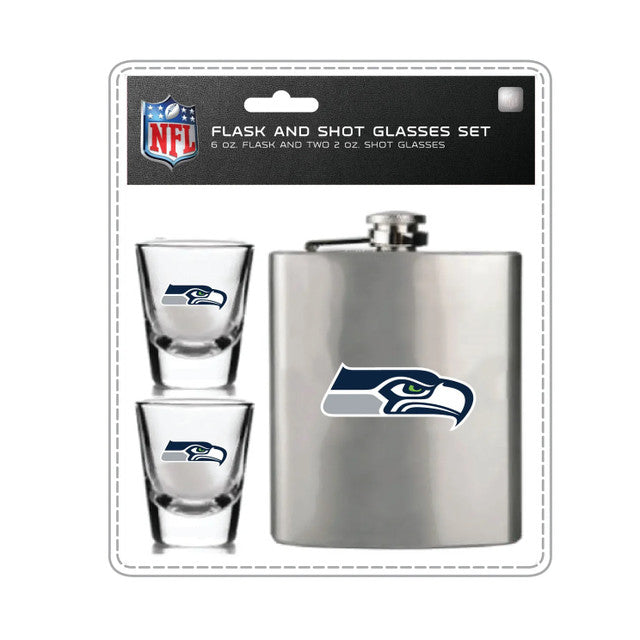 Seattle Seahawks Flask and Shot Glass Set