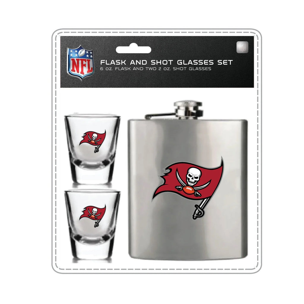 Tampa Bay Buccaneers Flask and Shot Glass Set