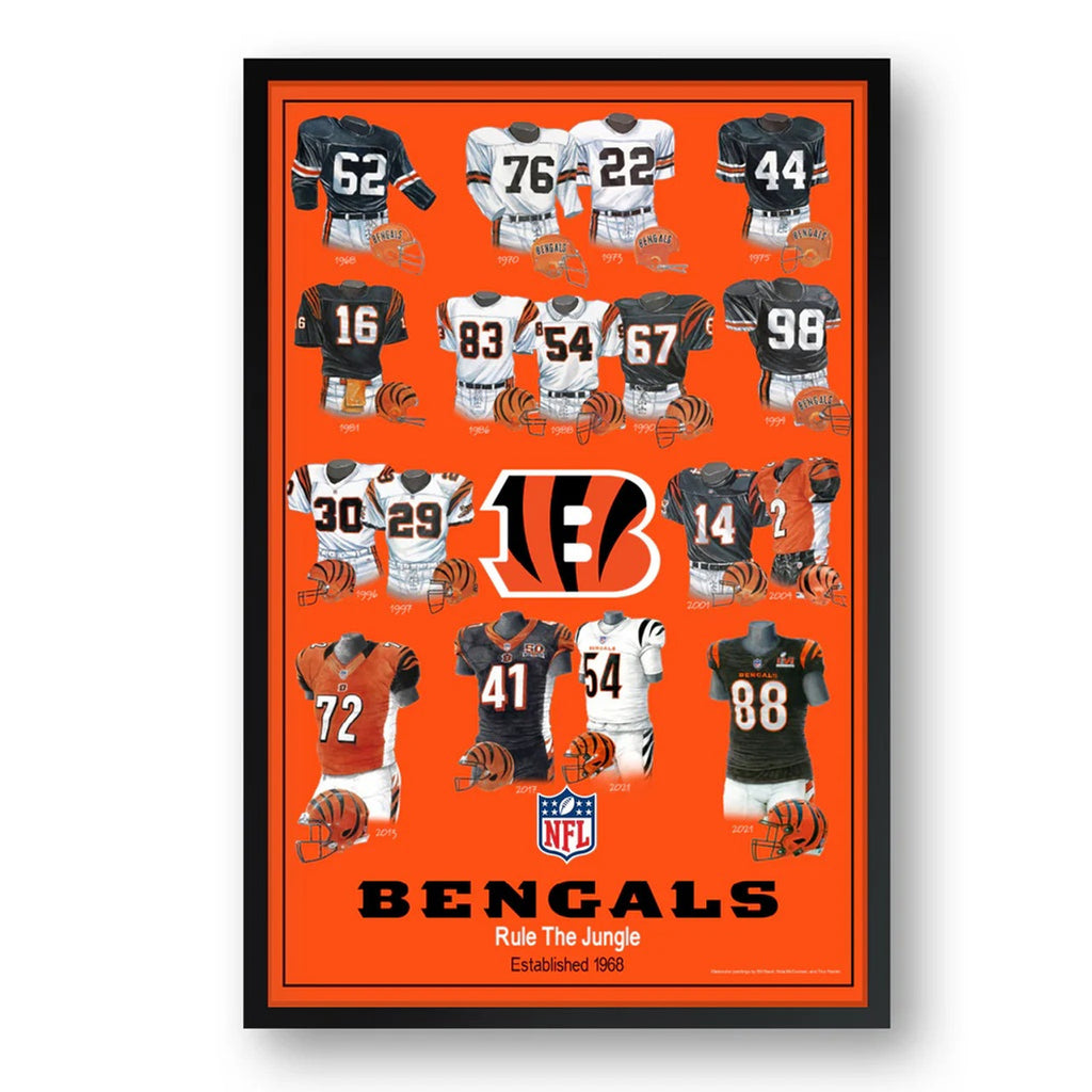 Cincinnati Bengals Framed Print 10x13 Uniform Heritage