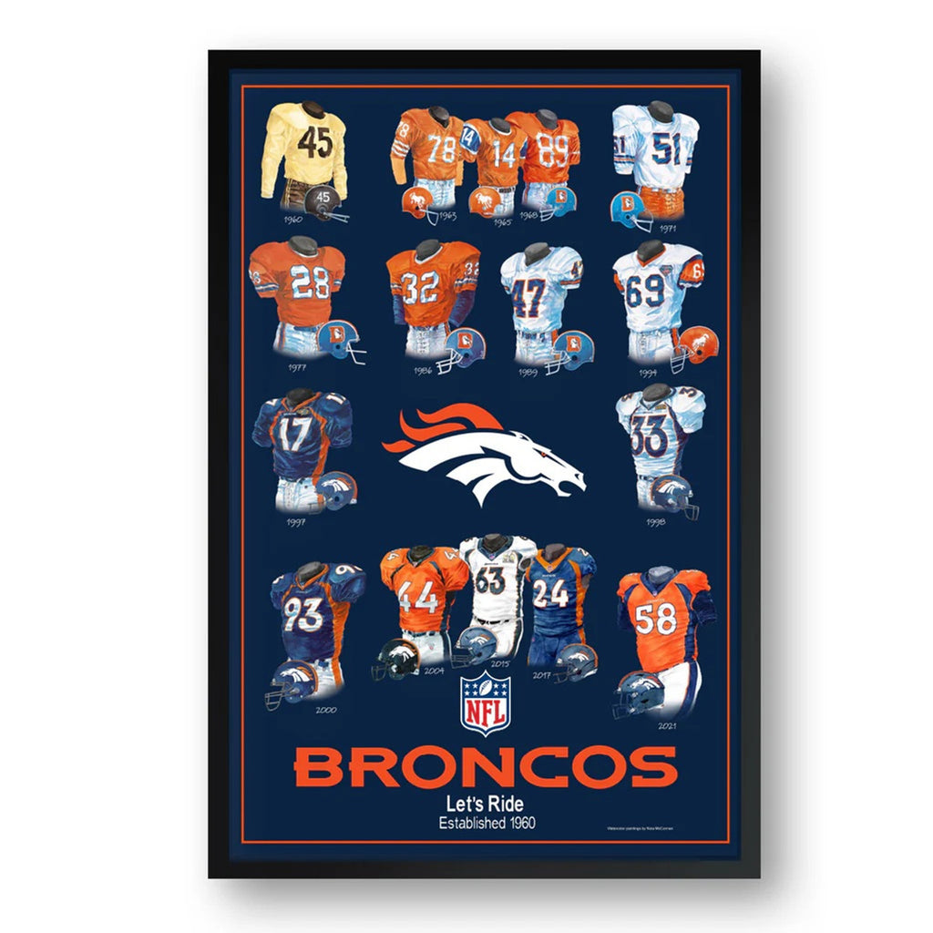 Denver Broncos Framed Print 10x13 Uniform Heritage