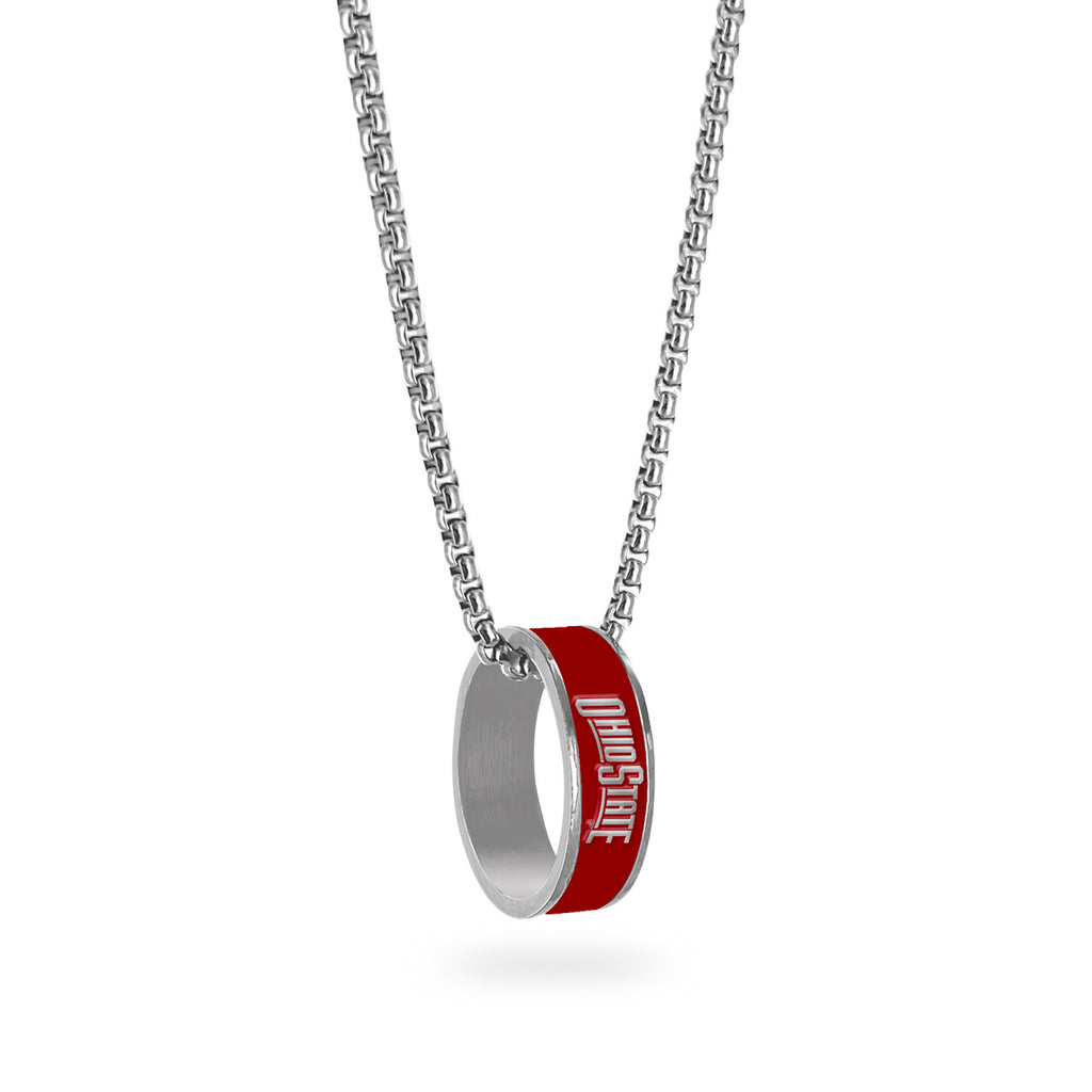 Ohio State Buckeyes Necklace Fashion Ring Pendant Silver