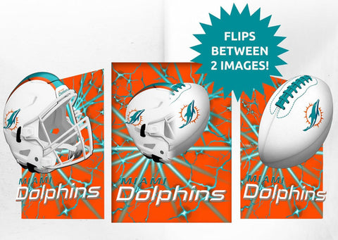 Miami Dolphins 3D Art Print 12x16 Lightning Flip