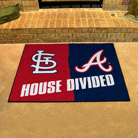 MLB House Divided Mat - Cardinals / Braves