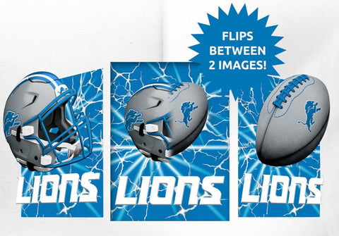 Detroit Lions 3D Art Print 12x16 Lightning Flip