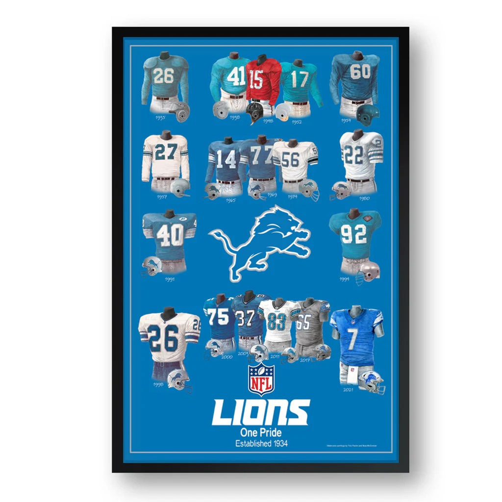 Detroit Lions Framed Print 10x13 Uniform Heritage