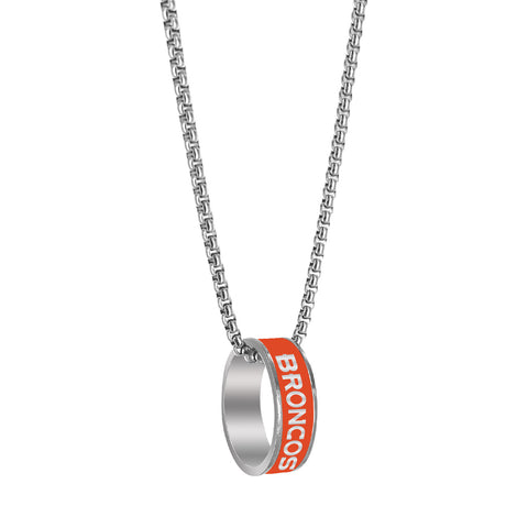 Denver Broncos Necklace Fashion Ring Pendant Silver