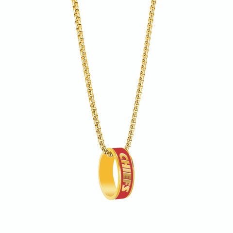 Kansas City Chiefs Necklace Fashion Ring Pendant Gold