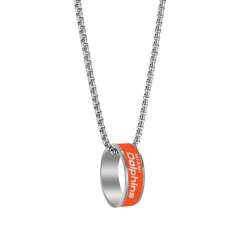 Miami Dolphins Necklace Fashion Ring Pendant Silver